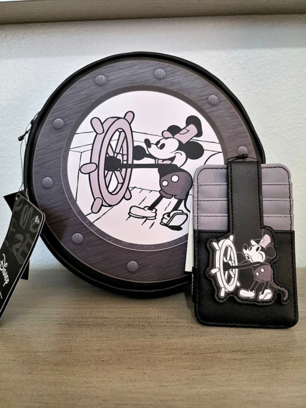 Loungefly Disney Steamboat Willie Porthole Crossbody Bag and Cardholder Set